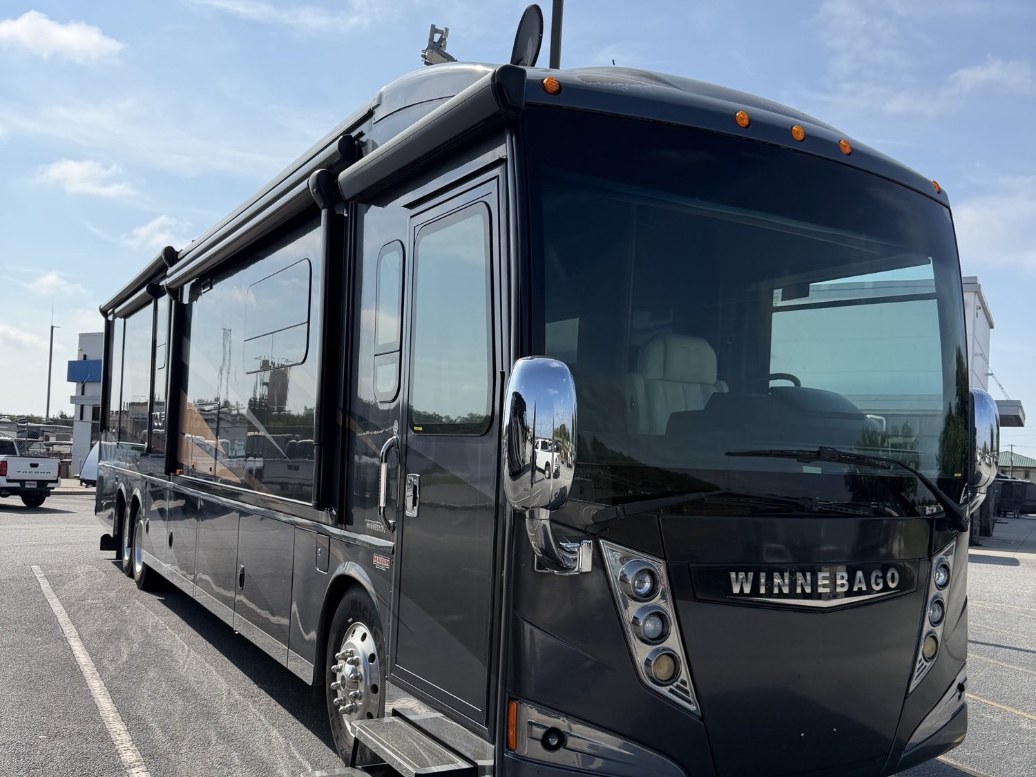 Winnebago Class A motorhome ready for transport